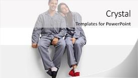  Presentation with chritmas pajamas - PPT theme having young couple wearing pajamas sitting background and a white colored foreground