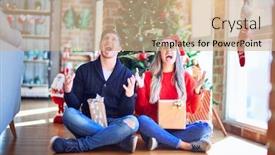  Presentation with frustration - Cool new PPT theme with young couple wearing santa claus hat sitting on the floor around christmas tree at home crazy and mad shouting and yelling with aggressive expression and arms raised frustration concept backdrop and a coral colored foreground
