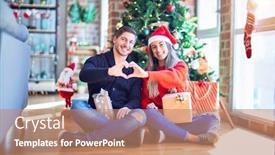  Presentation with romantic christmas - Amazing presentation theme having young-couple-wearing-santa-claus backdrop and a coral colored foreground