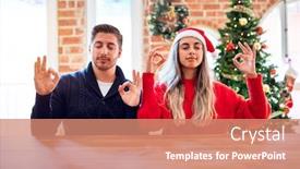  Presentation with meditation - Amazing slide set having young-couple-wearing-santa-claus backdrop and a coral colored foreground