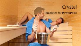  Presentation with laser beauty treatment - Beautiful presentation theme featuring young couple while beauty helth backdrop and a gold colored foreground