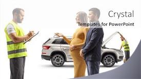  Presentation with car - Slide set enhanced with young-couple-with-a-car background and a  colored foreground