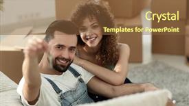  Presentation with new orlenas - Cool new slide deck with young couple with a key backdrop and a tawny brown colored foreground