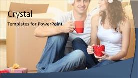  Presentation with new years - Slide deck featuring young couple with boxes in new home celebrating new years background and a lemonade colored foreground