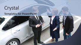  Presentation with car dealer - Cool new slide deck with young couple with car dealer backdrop and a  colored foreground