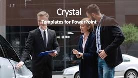  Presentation with car dealer - Presentation design featuring young couple with car dealer background and a  colored foreground