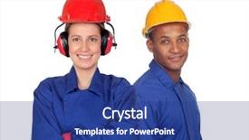  Presentation with safety work - Cool new slide deck with work isolated on white background backdrop and a ocean colored foreground