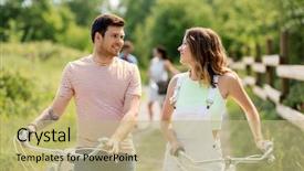  Presentation with young happy couple - PPT theme featuring young couple with fixed gear background and a  colored foreground