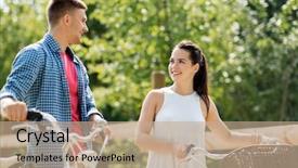  Presentation with fixed wing uav - Slide deck consisting of young couple with fixed gear background and a  colored foreground