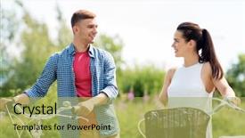  Presentation with fixed wing uav - PPT theme featuring young couple with fixed gear background and a  colored foreground