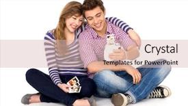  Presentation with camera - Cool new slide set with young couple with instant camera backdrop and a lemonade colored foreground