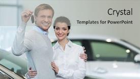  Presentation with car key - Slides having young couple with keys background and a light gray colored foreground