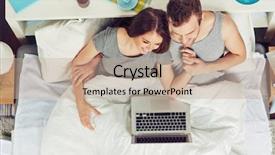  Presentation with movie theater loving couple - Cool new PPT theme with young couple with laptop watching backdrop and a coral colored foreground