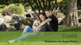  Presentation with dog park - Theme consisting of young-couple-with-puppy-portrait background and a tawny brown colored foreground