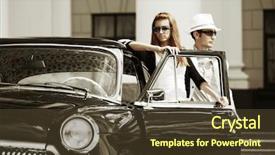  Presentation with catholic couple silhouette of young - Slide deck featuring young couple with retro car background and a tawny brown colored foreground