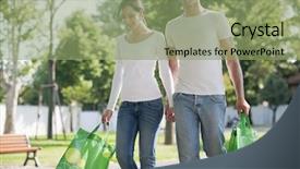  Presentation with reusable - Slide set consisting of young couple with reusable bags background and a seafoam green colored foreground