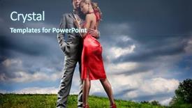  Presentation with storm - Presentation enhanced with young couple with storm cloudy background and a ocean colored foreground