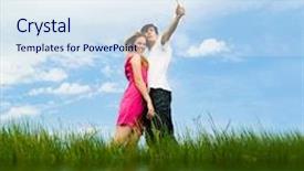  Presentation with pinwheel - Audience pleasing PPT layouts consisting of water front - young couple with the pinwheel backdrop and a sky blue colored foreground