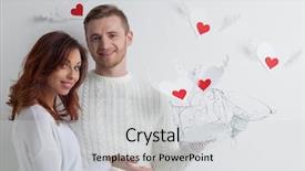  Presentation with valentines day - Slide deck consisting of young couple with winged hearts background and a light gray colored foreground