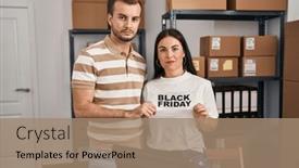  Presentation with simple business - PPT layouts with young-couple-working background and a coral colored foreground