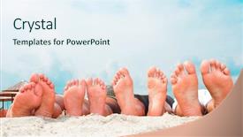  Presentation with feet - Amazing presentation theme having young couples feet backdrop and a sky blue colored foreground