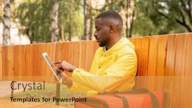  Presentation with african ethnicity - Beautiful slides featuring young-courier-of-african-ethnicity backdrop and a yellow colored foreground