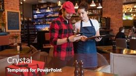  Presentation with courier - Theme having young-courier-with-smartphone background and a tawny brown colored foreground