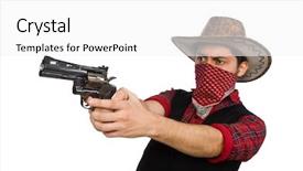  Presentation with cowboy - Slide set having young cowboy isolated on white background and a white colored foreground