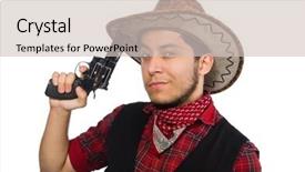  Presentation with cowboy - Theme featuring young cowboy isolated on white background and a soft green colored foreground