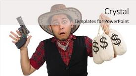  Presentation with cowboy - PPT theme enhanced with young cowboy with gun background and a light gray colored foreground