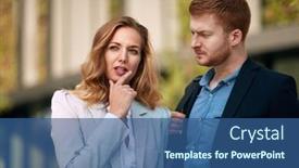  Presentation with coworkers - Presentation theme enhanced with young-coworkers-talking-outside background and a ocean colored foreground