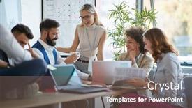  Presentation with team working together - Audience pleasing slides consisting of young-coworkers-working-together backdrop and a gray colored foreground