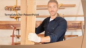  Presentation with apprentice - PPT layouts enhanced with young-craftsman-as-a-carpenter background and a coral colored foreground