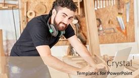  Presentation with computer workshop - Amazing presentation theme having young-craftsman-in-workshop-writes backdrop and a lemonade colored foreground