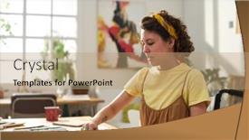  Presentation with crayons - Slide set featuring young-craftswoman-with-disability-sitting background and a coral colored foreground