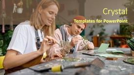  Presentation with craft - Slide set having young-creative-artists-studying background and a  colored foreground