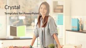  Presentation with interior design office - Presentation theme featuring young creative designer working background and a lemonade colored foreground