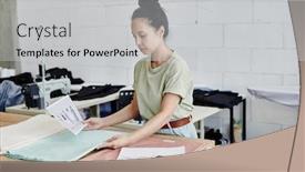  Presentation with creative - Colorful slide set enhanced with young-creative-fashion-designer-looking backdrop and a light gray colored foreground