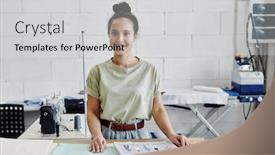  Presentation with creative - Audience pleasing PPT layouts consisting of young-creative-fashion-designer-looking backdrop and a light gray colored foreground