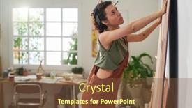  Presentation with artwork - PPT layouts enhanced with young-creative-female-painter background and a  colored foreground