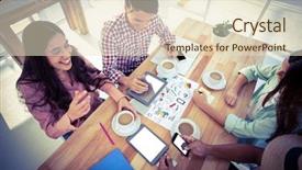  Presentation with team together everyone achieves more - Beautiful slides featuring young creative team working together backdrop and a  colored foreground