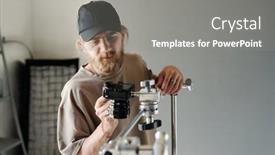  Presentation with videographer - PPT theme with young-creative-videographer-or-photographer background and a  colored foreground