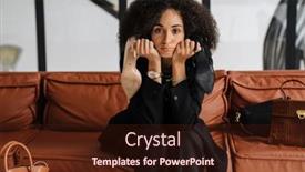  Presentation with fashion shoes - PPT theme consisting of young-curly-businesswoman-choosing-shoes background and a wine colored foreground