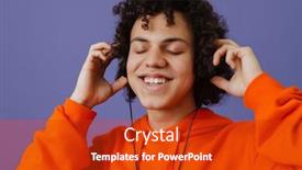  Presentation with listening - Presentation theme consisting of young-curly-man-in-headphones background and a red colored foreground