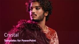  Presentation with makeup - Presentation design featuring young-curly-man-with-makeup background and a  colored foreground