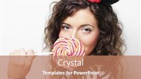  Presentation with lollipop - Amazing slide set having young-curly-woman-with-mouse backdrop and a coral colored foreground