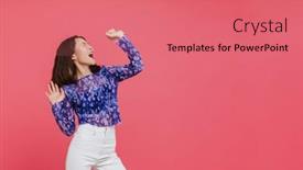  Presentation with closed - PPT layouts having young-cute-asian-girl background and a coral colored foreground