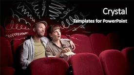  Presentation with popcorn movie - Amazing slides having theater free - young cute couple sitting backdrop and a black colored foreground