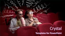  Presentation with popcorn movie - Audience pleasing PPT theme consisting of while watching movie with doodle backdrop and a  colored foreground