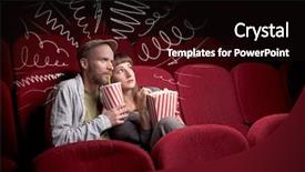  Presentation with movie popcorn - Presentation design featuring while watching movie with doodle background and a  colored foreground